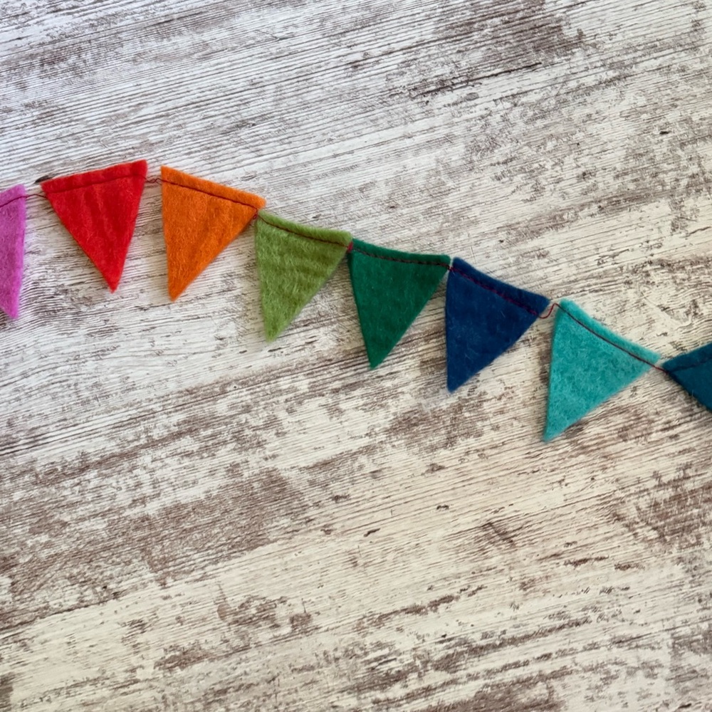 Whimsical Vintage Colorful Felt Triangle Bunting Garland - Picture 6 of 6